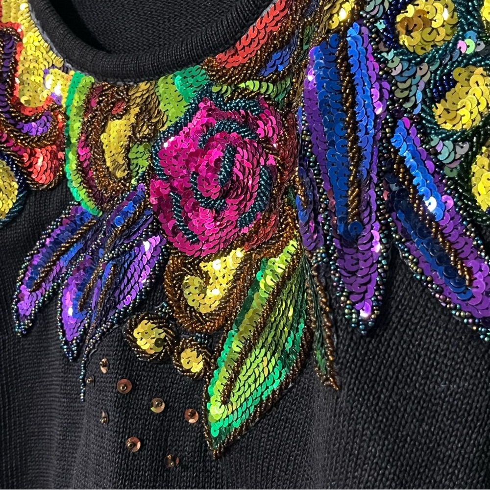 Victoria Harbour Intricate rainbow sequin and bead work vintage 80’s sweater - Picture 5 of 6